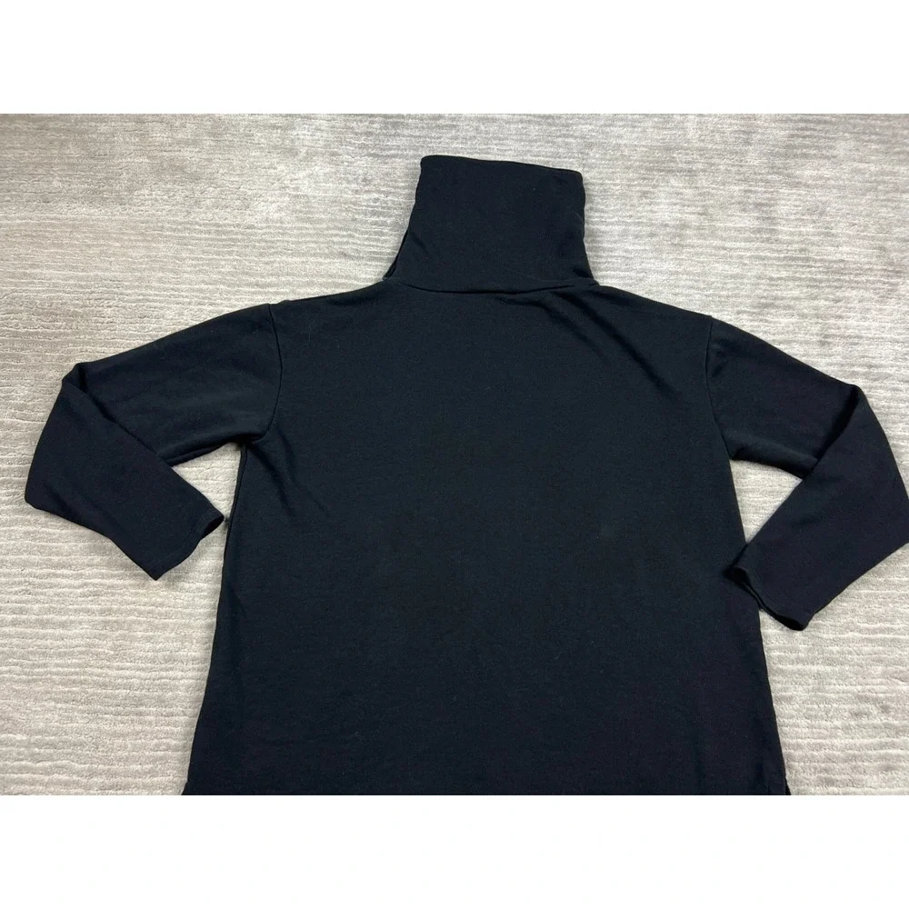 Time‎ and Tru Sweatshirt Womens S Black Funnel Neck Button Side Fleece Pullover